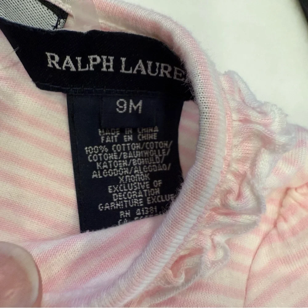 Ralph Lauren Baby Girl Ruffle Dress Light Pink Size 9M, 2 Pcs NWT